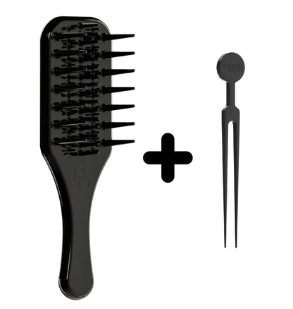 Wide Tooth Detangling Brush for Natural Curly Hair Afro Hair Bundle One (1 Detangling Brush + 1 Cleaning Tool)