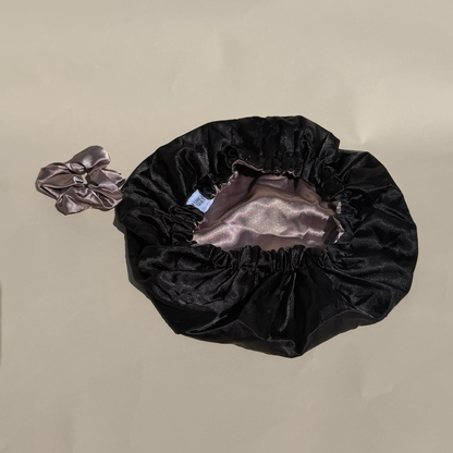 The Sleep Shield | Adjustable Satin Bonnet + Matching Satin Scrunchie