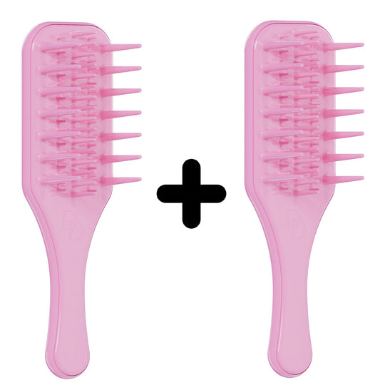 Paquete dos (2 cepillos desenredantes rizados de dientes anchos)