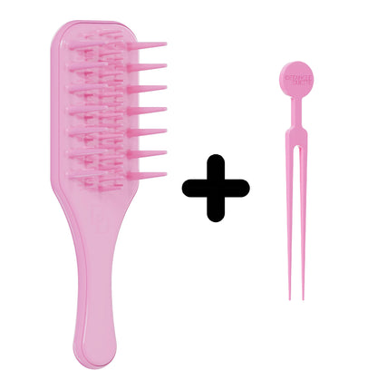 Wide Tooth Detangling Brush for Natural Curly Hair Afro Hair Bundle One (1 Detangling Brush + 1 Cleaning Tool)