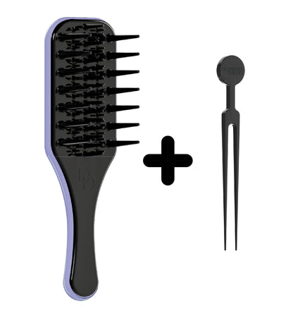 Wide Tooth Detangling Brush for Natural Curly Hair Afro Hair Bundle One (1 Detangling Brush + 1 Cleaning Tool)